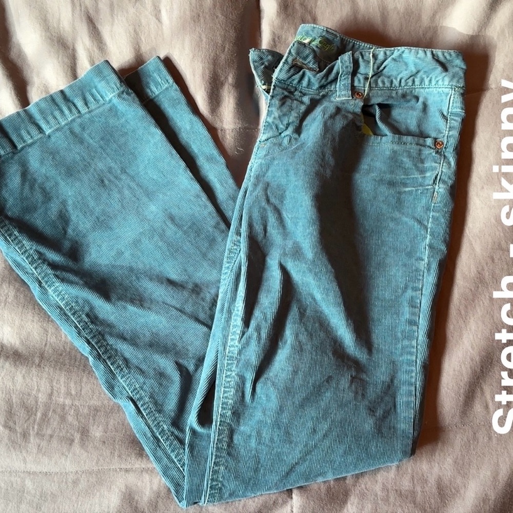 Teal Corduroy Low Rise Jeans